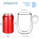 glastal 2x360ml Double Walled Coffee Glasses Mugs Cappuccino Latte Macchiato Glasses Cups with Handle Borosilicate Heat Resistant Glass Cups for Coffee Tea Milk Juice Ice Cream