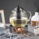 Glastal Glass Black Teapot 1500ml with 18/8 Stainless Steel Tea Strainer Borosilicate Glass Tea Maker Glass Pot Suitable for tea warmers