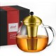 glastal Glass Golden Teapot 1500 ml with 18/8 Stainless Steel Tea Strainer Borosilicate Glass Tea Maker Glass Jug Suitable for Tea Warmers