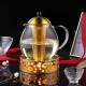 glastal Glas Goldener Teekanne 1500ml mit 18/8 Edelstahl Teesieb Borosilicate Glas Teebereiter Glaskanne Geeignet für Teewarmer