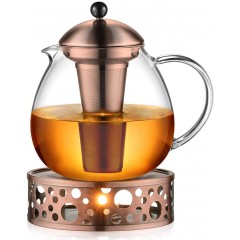 Glastal 1500ml Bronze Teapot with Glass Teapot Warmer and Stainless Steel Teacosy Teapot Suit