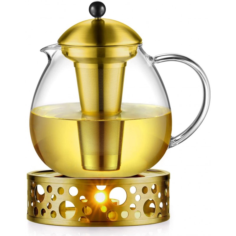 Glass Teapots With Golden Induction Cooker