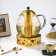 glastal 1500 ml Golden Teapot with Warmer Tea Maker Glass and Stainless Steel Tea Cosy Teapot Suit