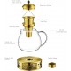 glastal 1500 ml Golden Teapot with Warmer Tea Maker Glass and Stainless Steel Tea Cosy Teapot Suit