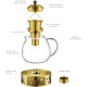 glastal 1500ml Goldener Teekanne mit Stövchen Teebereiter Glas und Edelstahl Teewärmer Teekanne Suit