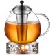 glastal 2000 ml Teapot with Warmer Tea Maker Glass and Stainless Steel Tea Cosy Teapot Suit