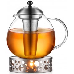 glastal 2000 ml Teapot with Warmer Tea Maker Glass and Stainless Steel Tea Cosy Teapot Suit