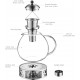 glastal 2000ml Silberne Teekanne mit Stövchen Teebereiter Glas und Edelstahl Teewärmer Teekanne Suit