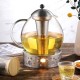 glastal 2000ml Silberne Teekanne mit Stövchen Teebereiter Glas und Edelstahl Teewärmer Teekanne Suit