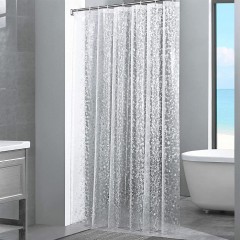 ecooe Shower Curtains 3D Stone Pattern Shower Curtain Transparent 100% EVA Material Waterproof Anti Mold, 180 x 200cm with 12 Rings Bath Curtain for Bathroom, Thickness 0.20mm