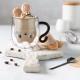 ecooe 1*290ml Double Walled Cute Cat Glass Mug Coffee Glass Mug Cappuccino Latte Macchiato Glass Cup with Handle & a Spoon Borosilicate Heat Resistant Glass Cup for Coffee Tea Milk Juice Ice Cream