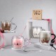 ecooe Doppelwandige Süße katze Latte Macchiato Gläs Borosilikatglas Kaffeetasse 1*290ml Kaffeeglas Teegläs mit Henkel ＆ ein Löffel für Cappuccino,Latte Macchiato,Tee,EIS,Milch,Bier