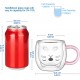 ecooe 1*280ml Double Walled Cute Cat Glass Mug Coffee Glass Mug Cappuccino Latte Macchiato Glass Cup with Handle & a Spoon Borosilicate Heat Resistant Glass Cup for Coffee Tea Milk Juice Ice Cream