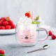 ecooe 1*280ml Double Walled Cute Cat Glass Mug Coffee Glass Mug Cappuccino Latte Macchiato Glass Cup with Handle & a Spoon Borosilicate Heat Resistant Glass Cup for Coffee Tea Milk Juice Ice Cream