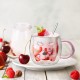 ecooe 1*280ml Double Walled Cute Cat Glass Mug Coffee Glass Mug Cappuccino Latte Macchiato Glass Cup with Handle & a Spoon Borosilicate Heat Resistant Glass Cup for Coffee Tea Milk Juice Ice Cream