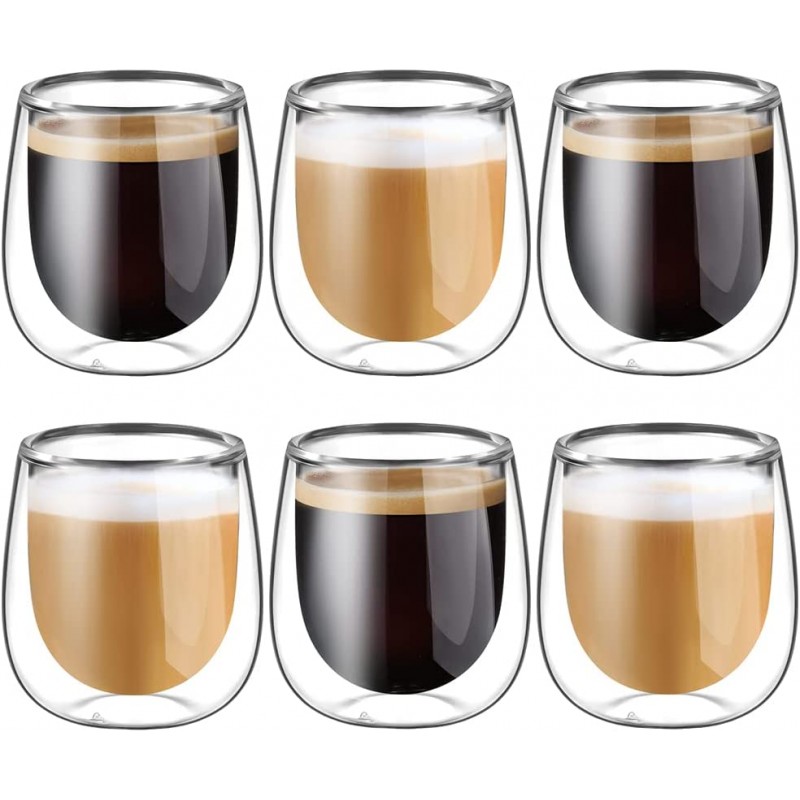 glastal 120ml Doppelwandige Espressotassen Espresso Gläser 6er Set