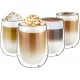 Glastal 4x350ml Double Walled Coffee Glasses Mugs Cappuccino Latte Macchiato Glasses Cups for Coffee Tea Milk Juice Ice Cream Borosilicate Heat Resistant Glass Cups