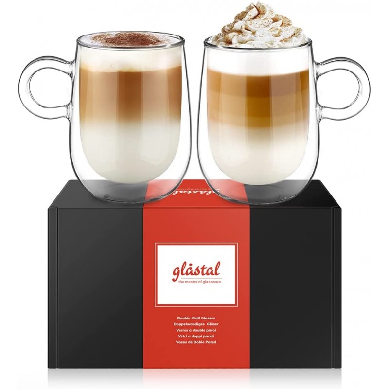 glastal Double Walled Glass Coffee Mug 12 oz Cappuccino Cups Set of 2,  Clear Glass Coffee Cups with …See more glastal Double Walled Glass Coffee  Mug