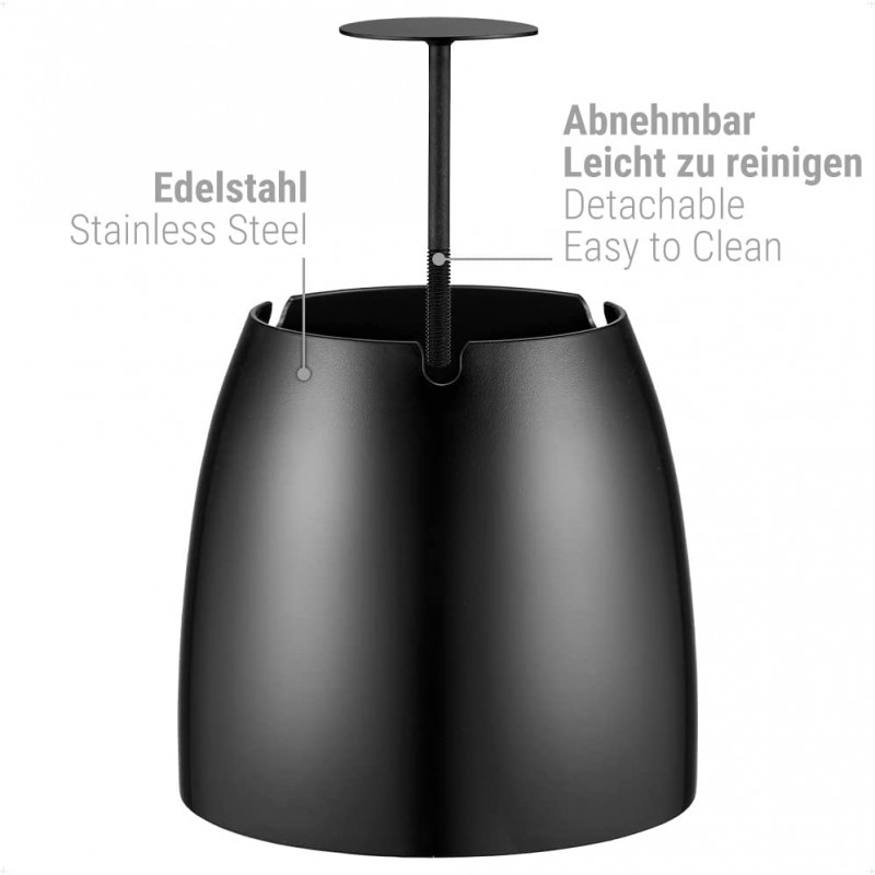 ecooe Aschenbecher mit Deckel aus Edelstahl / Windaschenbecher groß für  Draußen & innen Wind- und Regensicher / Tischaschenbecher mit rutschfestem  Basis / Farbe Schwarz - Ecooe