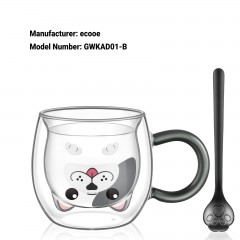 ecooe Cute Dog Mug Double Walled Glass Mug 280ml Coffee Cup Cappuccino Latte Glass Milk Tea Cup