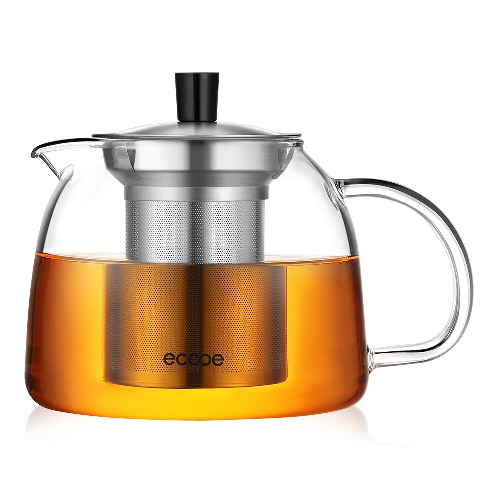 ecooe 1000ml Teekanne Glas Teebereiter mit Abnehmbare Edelstahl-Sieb Glaskanne