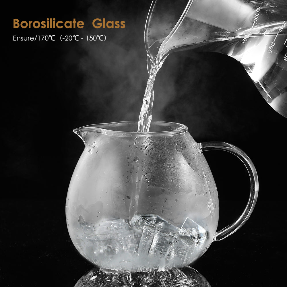 glastal Glas Silberne Teekanne 1500ml mit 18/8 Edelstahl Teesieb Borosilicate Glas Teebereiter Glaskanne Geeignet für Teewarmer