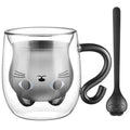 ecooe Doppelwandige Süße katze Latte Macchiato Gläser Kaffeetasse 290ml Kaffeeglas Teegläser für Cappuccino,Latte Macchiato,Tee, Milch, Bier, Geburtstag Valentinstag Geschenke für Frauen Männer Kinder