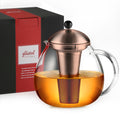 glastal 1500ml Glass Bronze Teapot with 18/8 Stainless Steel Tea Strainer, Borosilicate Glass Teapot, Glass Teapot Suitable for Tea Warmer