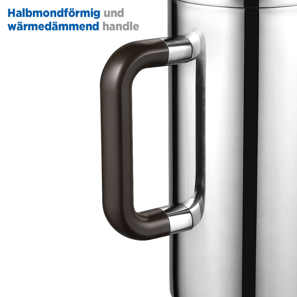 ecooe 1.5L French Press Kaffee Doppelwandiger Kaffeebereiter aus 18/10 Rostenfrei Edelstahl mit 3 Filtern Silber 1500ml