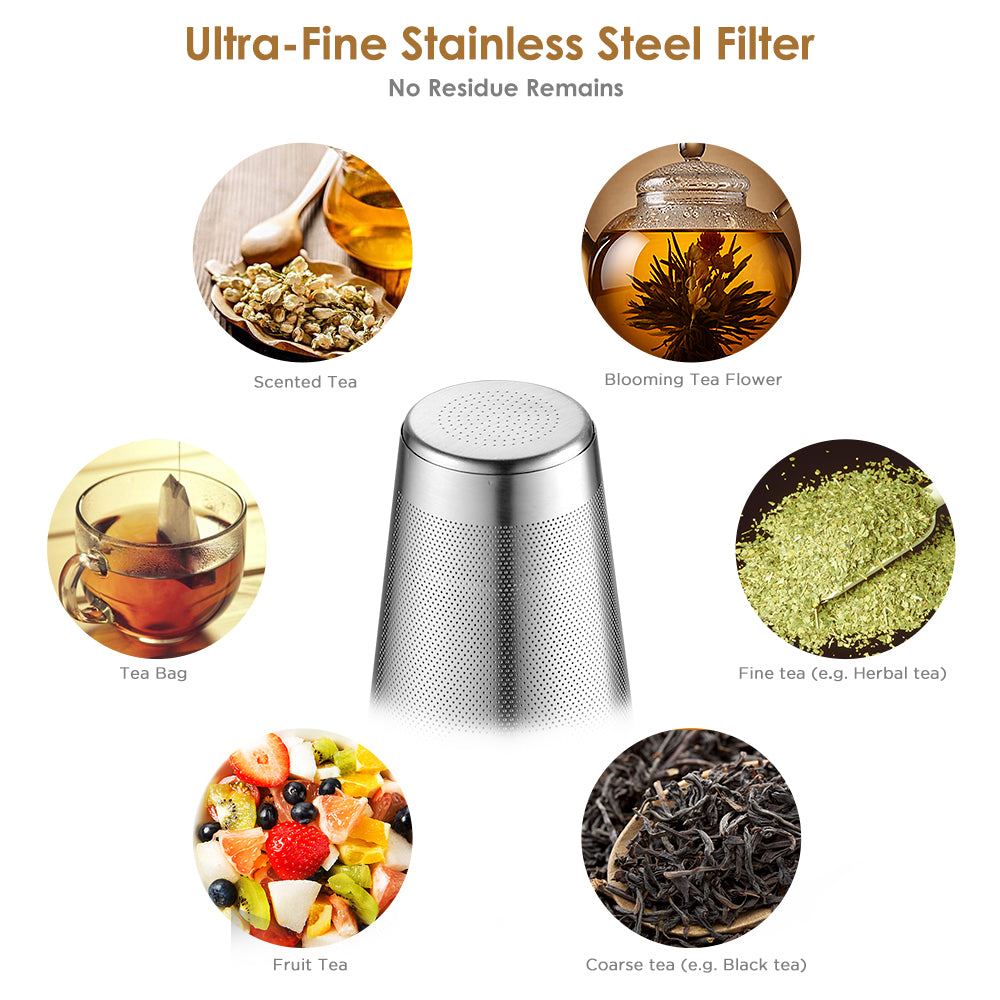 glastal Glas Silberne Teekanne 1500ml mit 18/8 Edelstahl Teesieb Borosilicate Glas Teebereiter Glaskanne Geeignet für Teewarmer