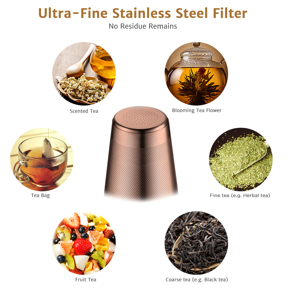 glastal 1500ml Glass Bronze Teapot with 18/8 Stainless Steel Tea Strainer, Borosilicate Glass Teapot, Glass Teapot Suitable for Tea Warmer