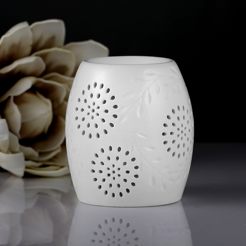 ecooe Aromalampe Teelichthalter Duftlampe aus Keramik weiß mit der Candle Löffel Aroma Diffuser