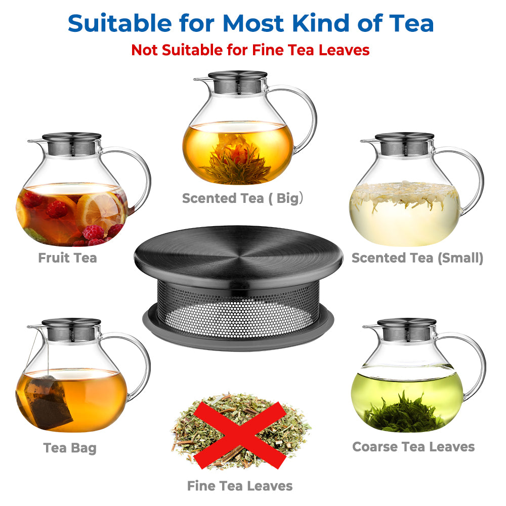 ecooe 1400ml Glass Teapot with Removable Stainless Steel Filter Glass Jug Heats on Stove for Loose Tea Fruit Scented Tea and Flowering Tea