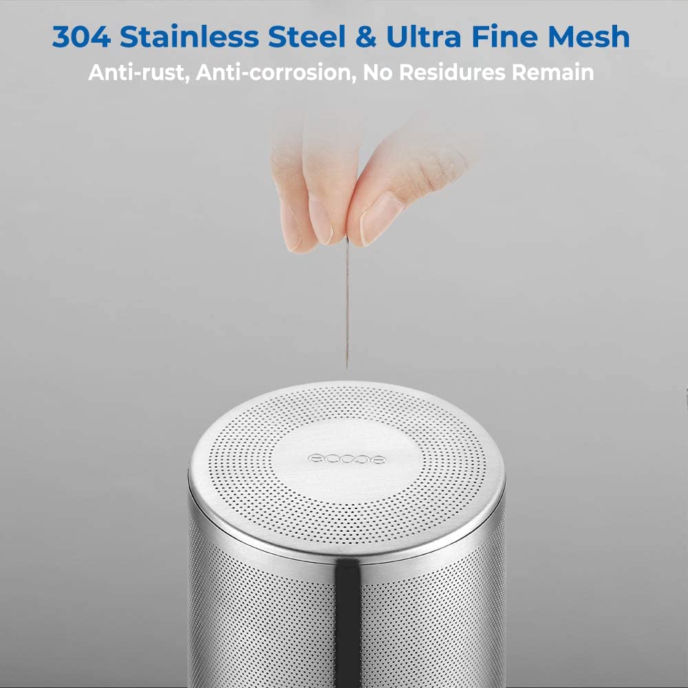 ecooe 1000ml Silberne Teekanne aus Glas Borosilikat Glas Teebereiter mit Abnehmbare 18/8 Edelstahl-Sieb Rostfrei Hitzebeständig für Schwarzen Tee Grüner