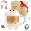 ecooe Süße Tasse Katze Doppelwandige Gläser 290ml Latte Macchiato Gläser Cappuccino Tassen Kaffeetasse Doppelwandig Kaffeeglas Teegläser Geburtstag Valentinstag Geschenke für Frauen Mütter Kinder