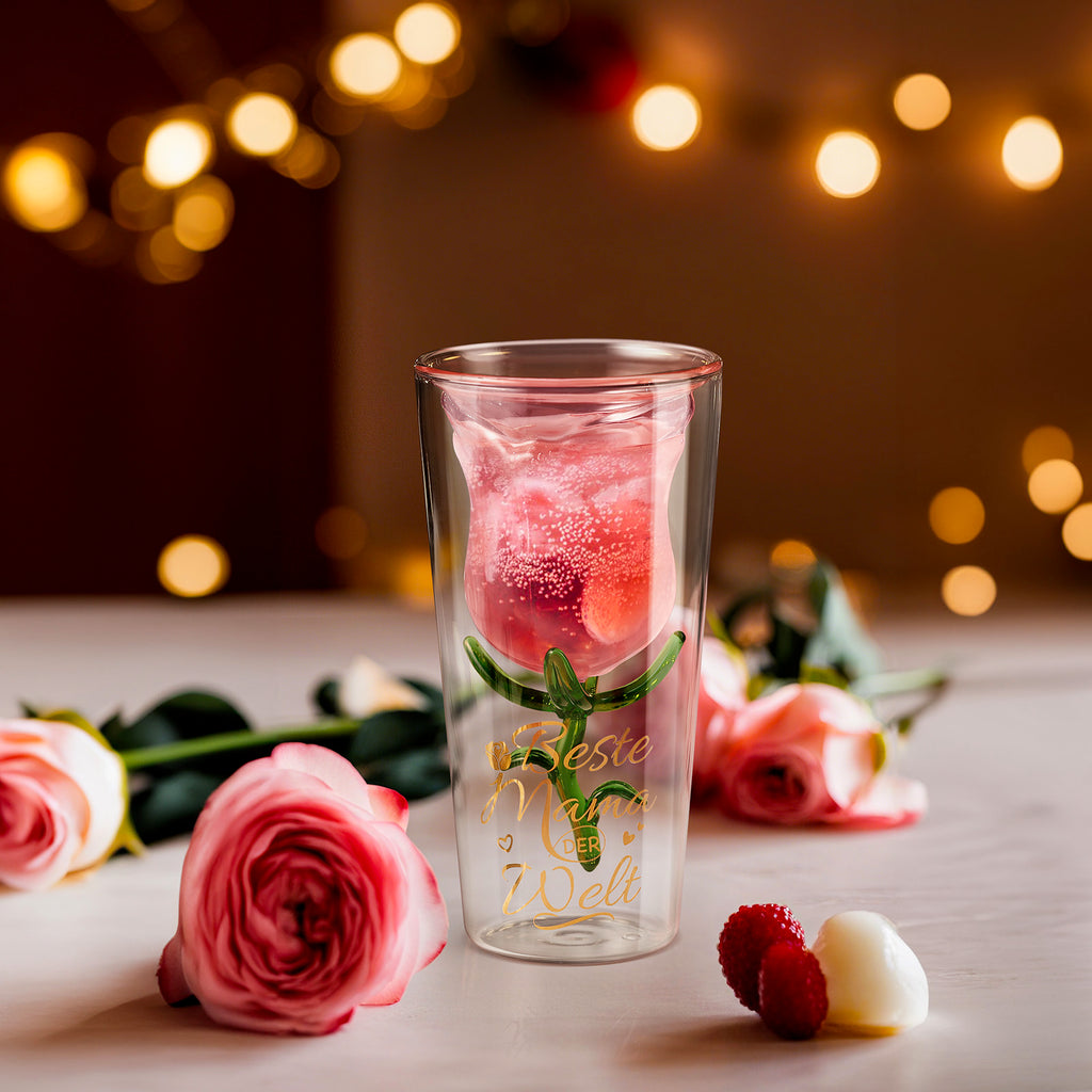 glastal Wine Glass Gift for Mum - Best Mum in the World Gift Box with Keyring Greeting Card, 200 ml Double-Walled Glasses Red Wine Glasses Gifts for Mum for Birthday Christmas Mother's Day
