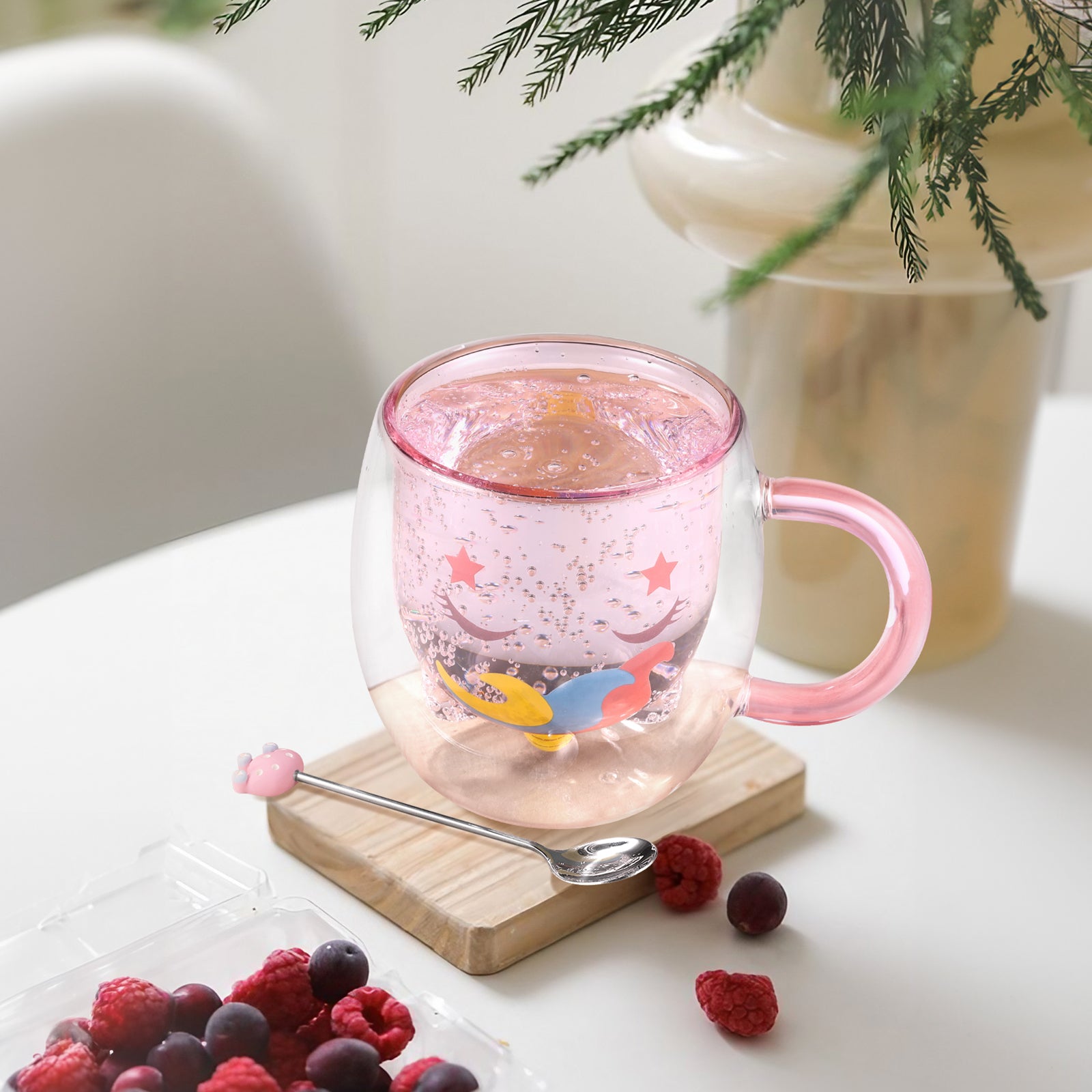ecooe Doppelwandige Süße Einhorn Latte Macchiato Gläser Kaffeetasse 280 ml Kaffeeglas Teegläser für Cappuccino, Latte Macchiato,Tee, Milch, Geburtstag Valentinstag für Frauen Männer Kinder