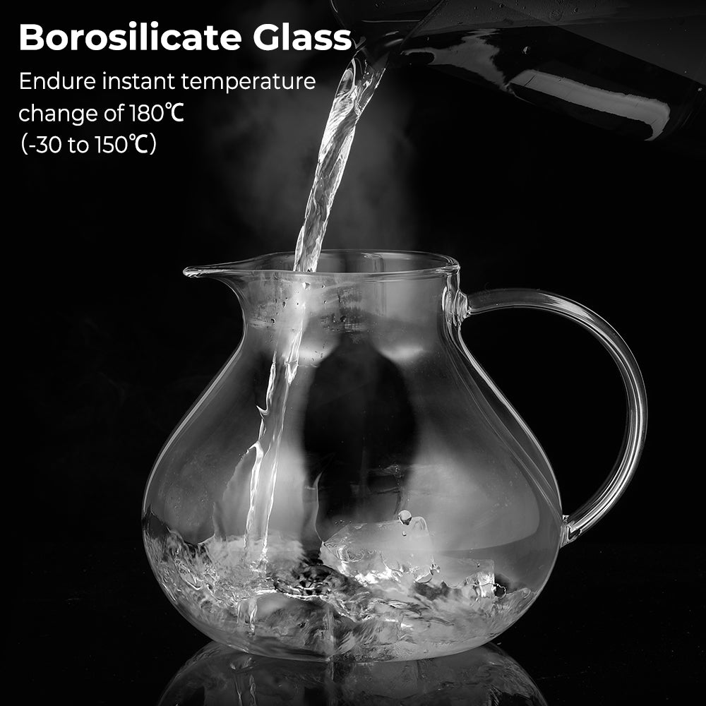 ecooe 1400ml Glass Teapot with Removable Stainless Steel Filter Glass Jug Heats on Stove for Loose Tea Fruit Scented Tea and Flowering Tea