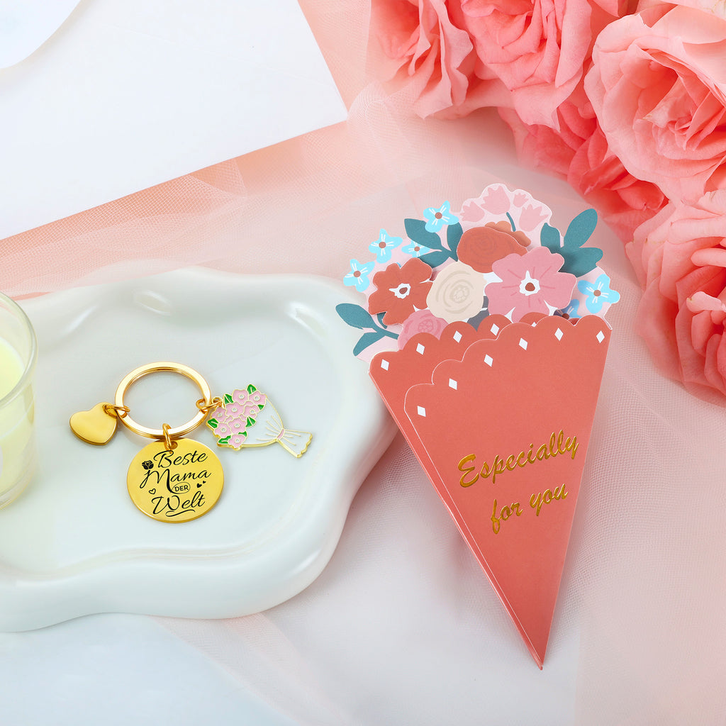glastal Wine Glass Gift for Mum - Best Mum in the World Gift Box with Keyring Greeting Card, 200 ml Double-Walled Glasses Red Wine Glasses Gifts for Mum for Birthday Christmas Mother's Day