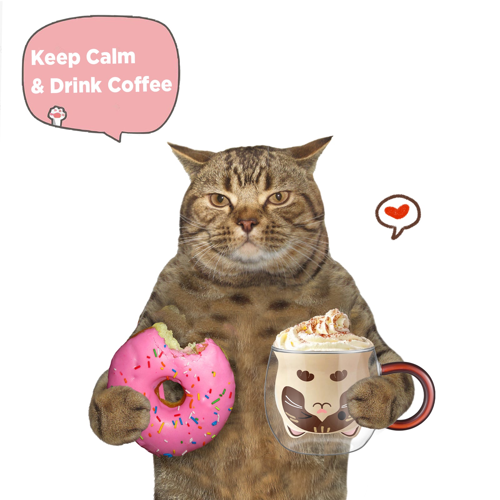 ecooe Katzen Tasse Süße Doppelwandige Gläser 280ml Latte Macchiato Gläser Cappuccino Tassen Katze Kaffeetasse Doppelwandig Kaffeeglas Teegläser Geburtstag Valentinstag Geschenke für Frauen Kinder