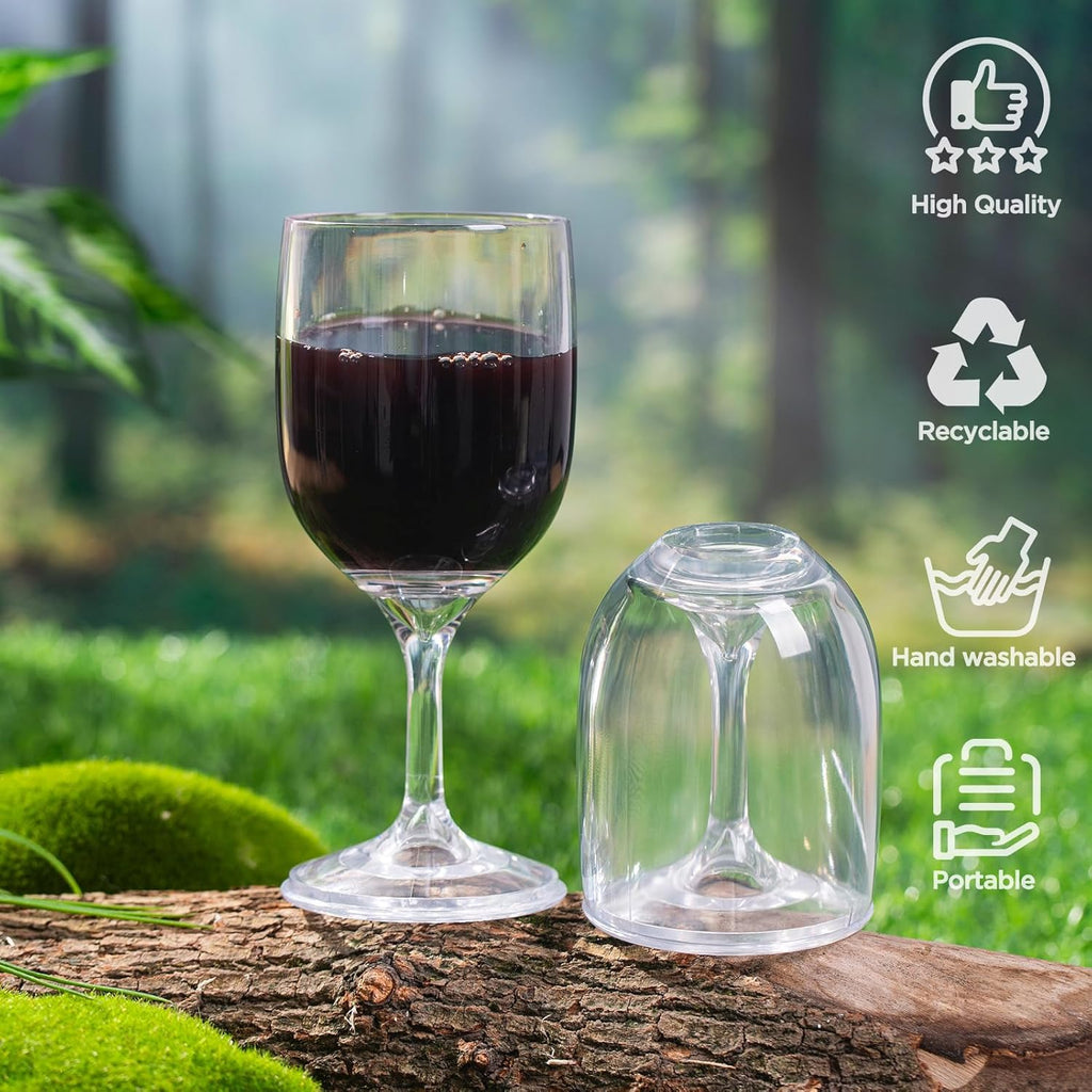 ecooe Weingläser Kunststoff to go, 200ml Camping Weinglaser 2er Set, Moderne Rotweingläser Weißwein und Sektgläser mit Wasserdichter Tasche und Praktischer Box für Reisen Camping Outdoor Picknick