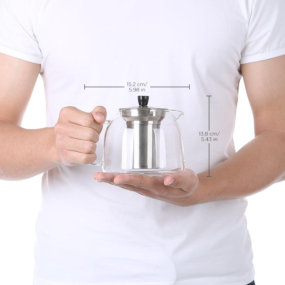 ecooe 1000ml Teekanne Glas Teebereiter mit Abnehmbare Edelstahl-Sieb Glaskanne