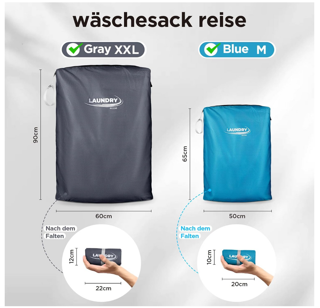 ecooe XXL Reise Wäschesack mit Reißverschluss