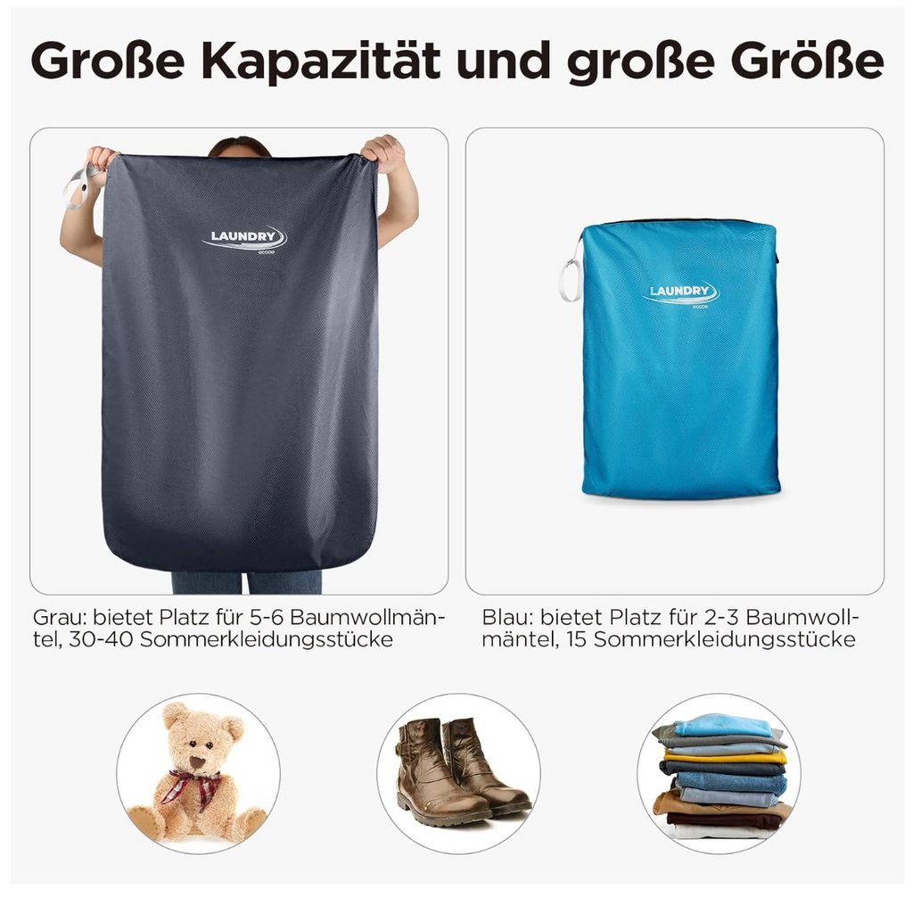 ecooe XXL Reise Wäschesack mit Reißverschluss