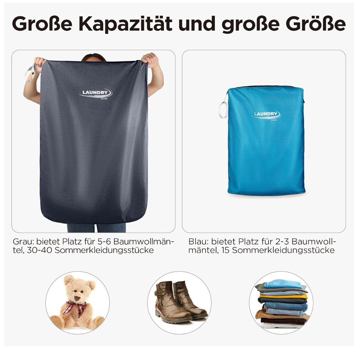 ecooe XXL Reise Wäschesack mit Reißverschluss