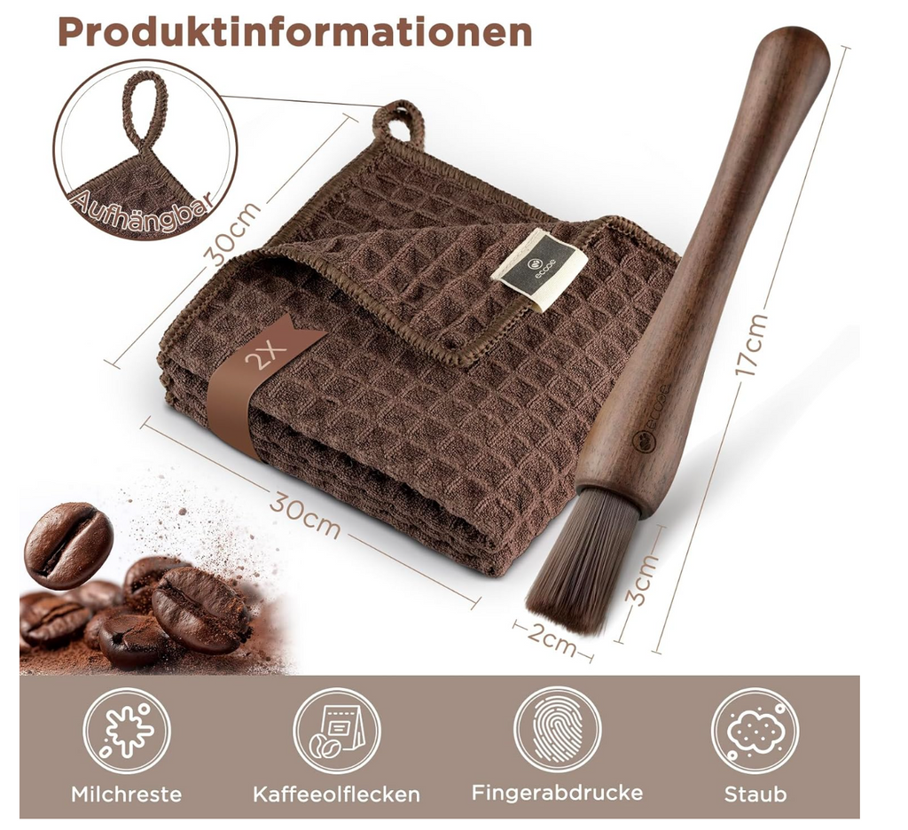 ecooe Barista Tuch + Barista Pinsel Set
