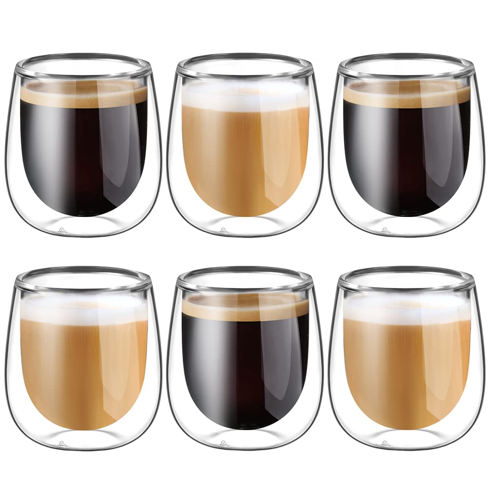 glastal 100 ml Double-Walled Espresso Cups, Espresso Glasses, Set of 4, Borosilicate Glass, Coffee Cups, Glasses for Coffee, Espresso, Latte, Iced Americano, Tea, Ice Cream, Milk, Juice
