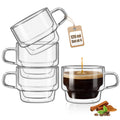 glastal Stackable Glasses, 120 ml Espresso Glasses, Double-Walled Espresso Cups, Set of 4, Glasses for Coffee, Tea, Espresso, Milk, Gift for Women and Men