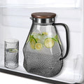 ecooe Glass Carafe 1.8 L Water Carafe for Fridge Door, Carafe Glass with Lid, Black Fridge Jug Water Jug Glass Jug for Hot/Cold Water, DIY Drinks, Iced Tea, Juice, Milk, Tea, Coffee