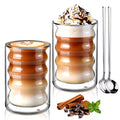 ecooe Double-walled coffee glasses, 350 ml, latte macchiato glasses, set of 2, borosilicate glass, coffee cups, glass, double-walled coffee glass, tea glasses for cappuccino, tea, ice cream, milk, beer